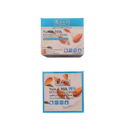 Krem  do twarzy Przeciwzmarszczkowy  NAPRAWCZY ORZECHY I MLEKO 99%  SKUTECZNY - RAKO 120 g